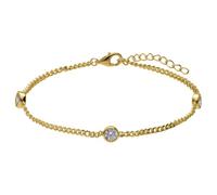 Lucardi - Damen Silbernes goldbeschichtetes Armband mit Zirkonia - Armband - 925 Silber - Gelbgold legiert - 19 cm - Nickelfrei