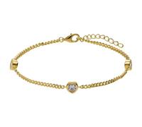 Lucardi - Damen Silbernes, goldbeschichtetes Armband mit Zirkonia - Armband - 925 Silber - Gelbgold legiert - 19 cm - Nickelfrei