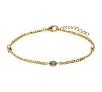 Lucardi - Damen Silbernes goldplattiertes Armband mit Anhänger mit Zirkonia - Armband - 925 Silber - Gelbgold legiert - 19 cm - Nickelfrei