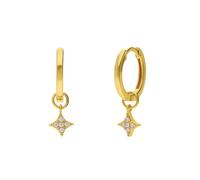 Lucardi - Damen Stahl vergoldete Ohrringe mit Zirkonia für Damen - Ohrringe - Stahl - Gelbgold legiert - Nickelfrei