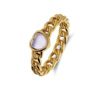 Lucardi - Damen Stahl vergoldeter Ring in Herzform mit Kristall für Damen - Ring - Stahl - Gelbgold legiert - 18/57 mm - Nickelfrei