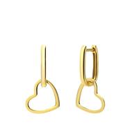 Lucardi - Damen Vergoldete Ohrringe aus 925er Silber mit einem hängenden Herz - Ohrringe - 925 Silber - Gelbgold legiert - Nickelfrei