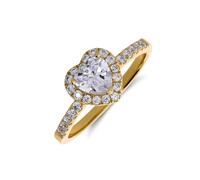 Lucardi - Damen Vergoldete Ring, 925 Silber, Herz mit Zirkonia - Ring - 925 Silber - Gelbgold legiert - 17.50/55 mm - Nickelfrei