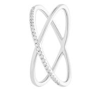 Lucardi - Damen Vergoldete Silberner Ring gekreuztes Design mit Zirkonia - Ring - 925 Silber - Gelbgold legiert - 17/54 mm - Nickelfrei