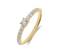 Lucardi - Damen Vergoldeter Ring aus 925er Silber mit Zirkoniasteinen - Ring - 925 Silber - Gelbgold legiert - 16.50/52 mm - Nickelfrei