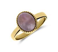 Lucardi - Damen Vergoldeter Stahlring mit Amethyst - Ring - Stahl - Gelbgold legiert - 16/50 mm - Nickelfrei