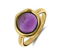 Lucardi - Damen Vergoldeter Stahlring mit Amethyst - Ring - Stahl - Gelbgold legiert - 18/57 mm - Nickelfrei