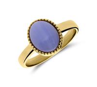 Lucardi - Damen Vergoldeter Stahlring mit blauem Spitzenachat - Ring - Stahl - Gelbgold legiert - 20/63 mm - Nickelfrei