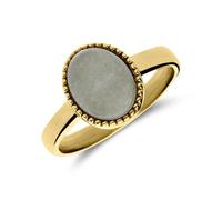 Lucardi - Damen Vergoldeter Stahlring mit grünem Aventurin - Ring - Stahl - Gelbgold legiert - 18/57 mm - Nickelfrei