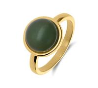 Lucardi - Damen Vergoldeter Stahlring mit grünem Aventurin - Ring - Stahl - Gelbgold legiert - 18/57 mm - Nickelfrei