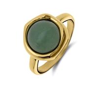 Lucardi - Damen Vergoldeter Stahlring mit grünem Aventurin - Ring - Stahl - Gelbgold legiert - 20/63 mm - Nickelfrei