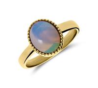 Lucardi - Damen Vergoldeter Stahlring mit Opal - Ring - Stahl - Gelbgold legiert - 19/60 mm - Nickelfrei