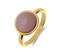 Lucardi - Damen Vergoldeter Stahlring mit Rosenquarz - Ring - Stahl - Gelbgold legiert - 18/57 mm - Nickelfrei