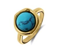 Lucardi - Damen Vergoldeter Stahlring mit Türkis - Ring - Stahl - Gelbgold legiert - 20/63 mm - Nickelfrei