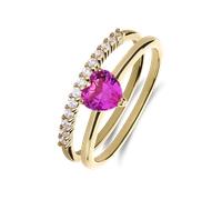 Lucardi Doppelring mit Stein Gold - 58mm Damen