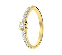 Lucardi - Damen Vergoldeter Ring aus 925er Silber mit Zirkoniasteinen - Ring - 925 Silber - Gelbgold legiert - 16.50/52 mm - Nickelfrei