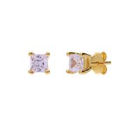 Lucardi - Damen Silberne, goldbeschichtete Ohrstecker mit Zirkonia für Damen - Ohrringe - 925 Silber - Gelbgold legiert - Nickelfrei