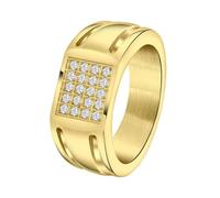 Lucardi - Ringe Stahl - goldfarbig Herrenschmuck 1 ct Herren