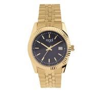 Lucardi - Herren Regal Armbanduhr, Gold, mit schwarzem Zifferblatt - Uhr - Stahl - Gelbgold legiert - 35.60 mm