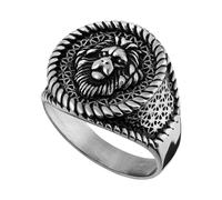 Lucardi - Herren Ring aus Edelstahl mit Löwe - Ring - Stahl - Silberfarbig - 21/66 mm - Nickelfrei