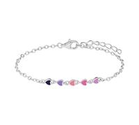 Lucardi - Kinder Armband, 925 Silber, bunte Emaille-Herzen - Armband - 925 Silber - Silberfarbig - 15 cm - Nickelfrei