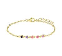 Lucardi - Kinder Armband, 925 Silber, vergoldet, bunte Emaille-Herzen - Armband - 925 Silber - Gelbgold legiert - 15 cm - Nickelfrei