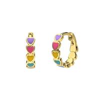 Lucardi - Kinder Ohrring, 925 Silber, vergoldet, bunte Emaille-Herzen - Ohrringe - 925 Silber - Gelbgold legiert - Nickelfrei