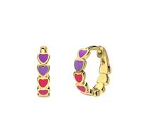 Lucardi - Kinder Ohrring, 925 Silber, vergoldet, bunte Emaille-Herzen - Ohrringe - 925 Silber - Gelbgold legiert - Nickelfrei