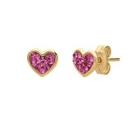 Lucardi - Kinder Ohrstecker - Schmuck - 585 Gold - Herz - Kristall in Rosa