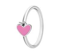 Lucardi - Kinder Ring aus Edelstahl mit roséfarbenem Emaille-Herz - Ring - Stahl - Silberfarbig - 14/44 mm - Nickelfrei