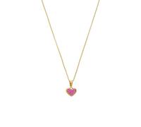 Lucardi - Kinder Silberne goldbeschichtete Kinderkette Herz mit rosa Kristall - Halskette - 925 Silber - Geelgoud - 38 cm - Nickelfrei