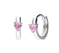 Lucardi - Kinder Silberner Herz-Ohrstecker mit rosa Zirkonia - Ohrringe - 925 Silber - Silberfarbig - Nickelfrei