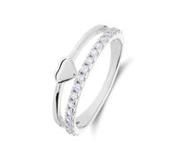Lucardi - Kinder Silberner Kinderring doppelt mit Herz und Zirkonia - Ring - 925 Silber - Silberfarbig - 16.50/52 mm - Nickelfrei