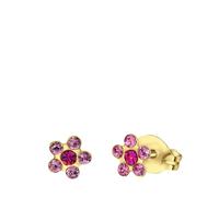 Lucardi - Kinder Tiny Tips, vergoldete Edelstahlohrringe, Blume, Kristall in Rosa - Ohrringe - Stahl - Gelbgold - Nickelfrei