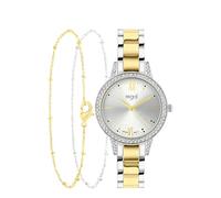 Lucardi Regal - Armbanduhr geschenkset mit Armband - Damen Uhr - Regen und Spritzfest - Analog - Mit Stahlband - Gold
