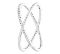 Lucardi - Damen Silberner Ring gekreuztes Design mit Zirkonia - Ring - 925 Silber - Silberfarbig - 20/63 mm - Nickelfrei