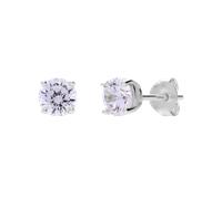 Lucardi - Damen Silberne Ohrstecker mit 4mm Zirkonia - Ohrringe - 925 Silber - Silberfarbig - Nickelfrei