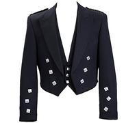 Lucasini Schottischer Prinz Charlie Kilt-Jacke mit Weste für Herren, schwarz,