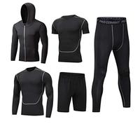 LucaSng Herren 5 Stücke Kompression Funktionswäsche Sportbekleidung Set, Sport Anzug Schnell Trocken Joggen Kleidung Strumpfhosen Laufanzüge Shirt Gym Training Lauf Trainingsanzüge (Stil # 1, L)