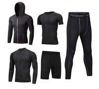 LucaSng Herren 5 Stücke Kompression Funktionswäsche Sportbekleidung Set, Sport Anzug Schnell Trocken Joggen Kleidung Strumpfhosen Laufanzüge Shirt Gym Training Lauf Trainingsanzüge (Stil # 13, L)