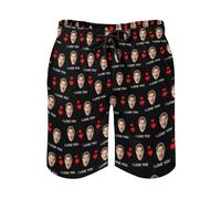 LucBuy Personalisierte Badehose, Hawaiianische Sommer-Strandshorts mit lustigen Fotos, Neuartige Tropische Blumen-Bademode mit Netzfutter, Urlaubs-Boardshorts mit Tasche (Stil 1)