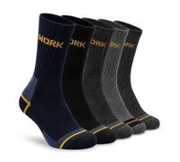 Lucchetti Socks Milano Arbeitssocken für Herren aus Baumwollfrottee, verstärkt, Unfallschutz, schwarz oder sortiert, 5 Paar Dark, 43-46