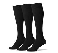 Lucchetti Socks Milano Schwarze Herrensocken lang warm Baumwolle Kniestrümpfe Winter elegant atmungsaktiv weich für Büro und Alltag (40-45, 3/6 Paar), 3 Paar schwarz einfarbig, 40-45