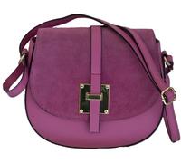 LucieElle Italienische Damen-Tasche, Leder, Schultertasche, italienisches Leder, "Celest", fuchsia
