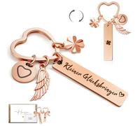 Luckeey Kleeblatt Schlüsselanhänger Glücksbringer Frau, Viel Glück Geschenke Glücksbringer Prüfung, Bestandene Prüfung Geschenk Mutmacher Geschenk, Kleine Geschenke für Frauen Freundin Kinder