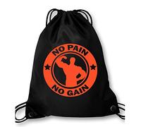 Luckja No Pain No Gain Turnbeutel Sportbeutel Tasche Schwarz-Orange