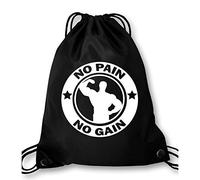 Luckja No Pain No Gain Turnbeutel Sportbeutel Tasche Schwarz-Weiss