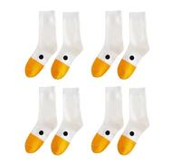 LUCKKY 4 Paar Ente gedruckt Cartoon niedlich Socken, Duck Printed Cartoon Cute Socks, Frauen Baumwolle Crew Socken, Lustige Socken mit Motiv Herren und Damen, Fun Coole Socken (Baumwolle, D)