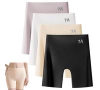 LUCKKY 4 Stück Choosemuc Underwear, Hohe Taille & Butt-Lifting EIS Seide Hosen, Bauchweg Unterhose Damen, Nahtlose 3-in-1-Slip-Shorts mit Anti-Scheuer-Effekt (2XL)