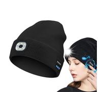 LUCKKY Bluetooth-Mütze mit LED-Licht & abnehmbaren Lautsprechern, LED-Licht Bluetooth Warm Hut, Unisex Winter Warm Stirnlampe Mütze, LED Beanie Beleuchtete Mütze für Laufen Wandern Camping (Schwarz)